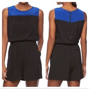 Reed Blue & Black Colorblocked Romper Size 12